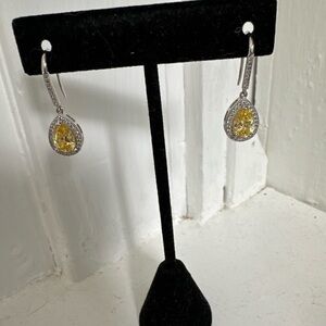 Elegant Yellow and Silver Teardrop Earrings
